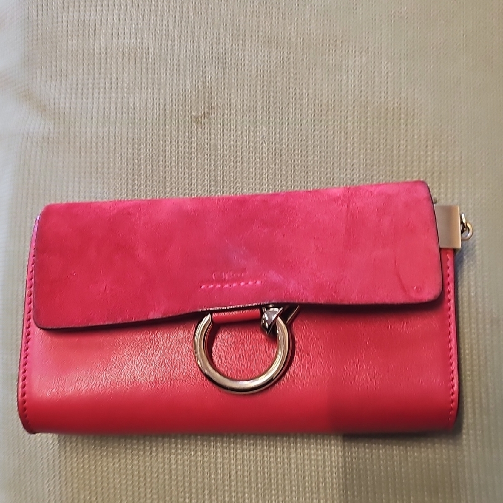 Chloe Vibrant Red Leather Clutch